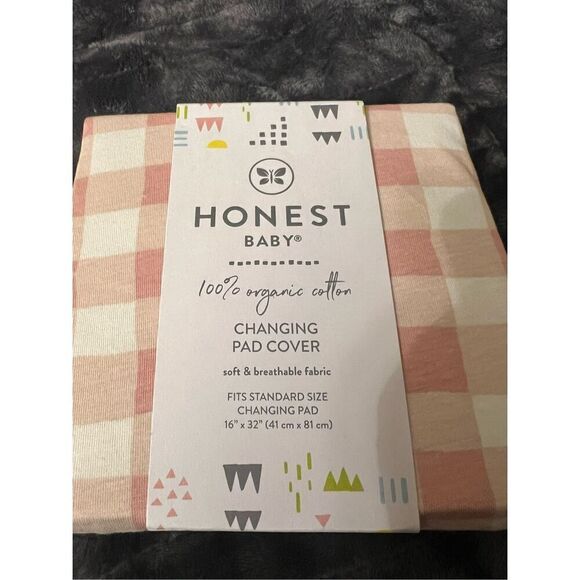 Honest Baby 100% Organic Cotton Pink Plaid Changing Pad Cover Soft & Breathable - Picture 2 of 6